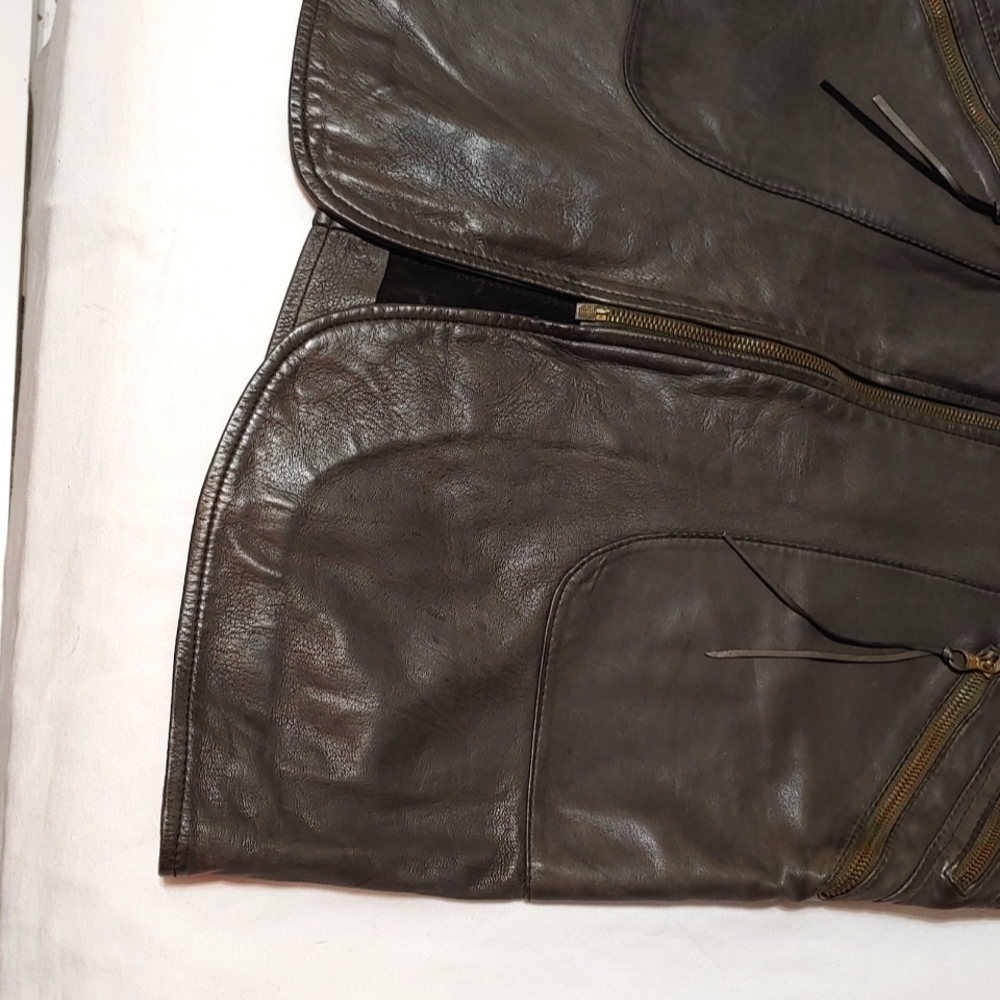 Women's Custom Designed Dark Green Leather Pencil Skirt - Picture 5 of 10
